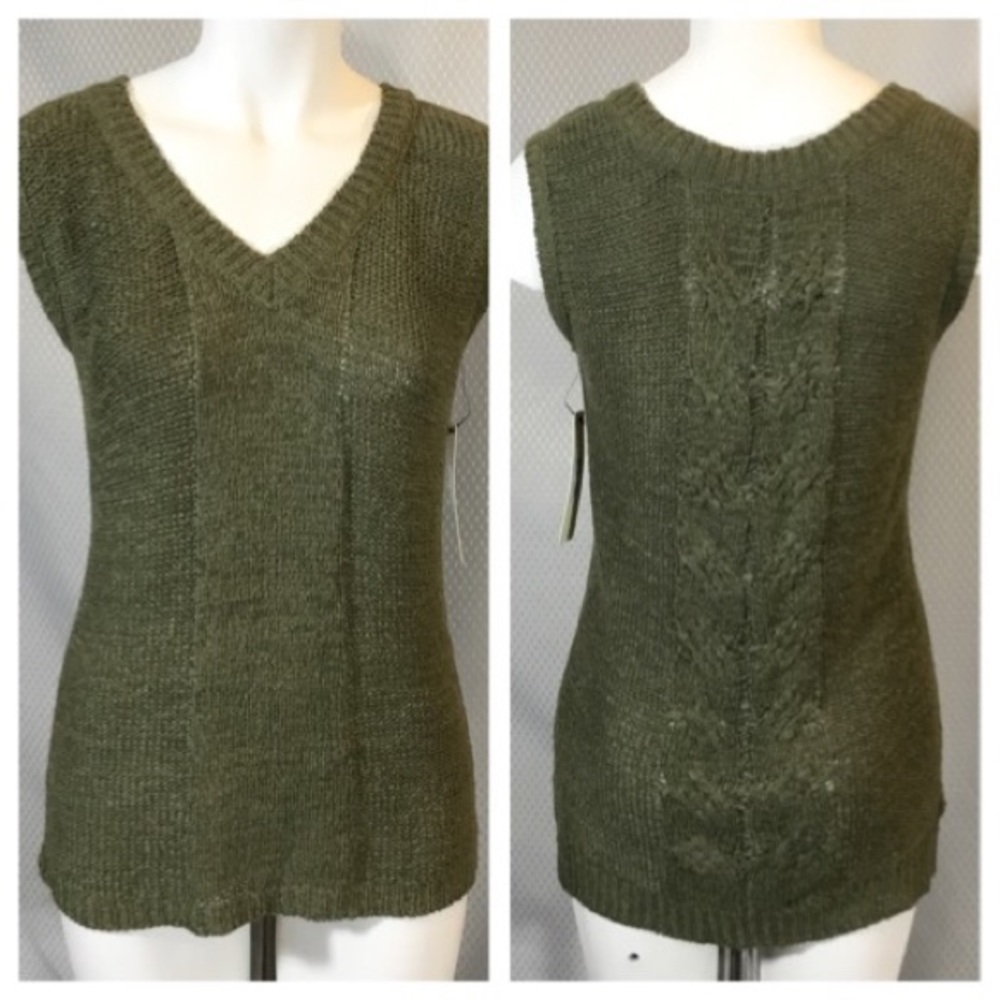 Cyrus green knit sleeveless top tunic NWT